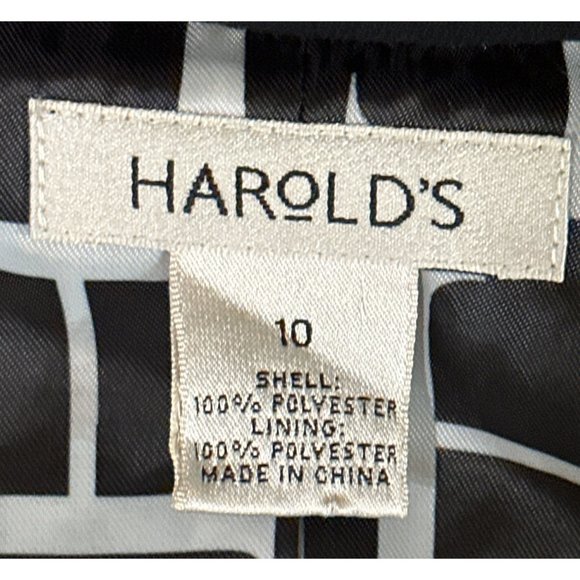 Harold's Jacket Blazer Solid Black Color 3-Button w/Notch Lapel Neckline Size 10 - Picture 9 of 15